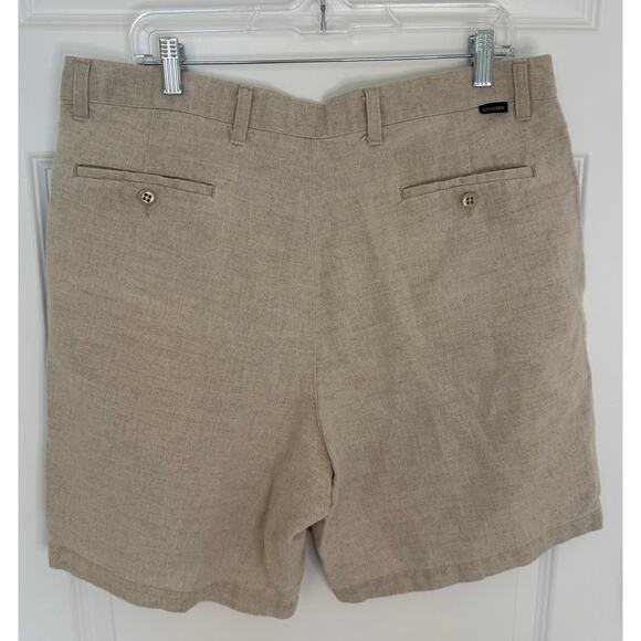 Dockers Khakis Men's Linen Blend Pleated Front Shorts W38 – Classic Fit, Beige - Picture 2 of 5